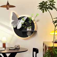 黑白简约餐厅装饰画蝴蝶客厅背景墙挂饰水培绿植餐桌背景墙壁画