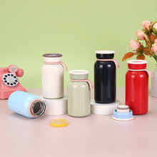 日式不锈钢牛奶杯304双层真空保温杯带提手学生便携可爱随手杯