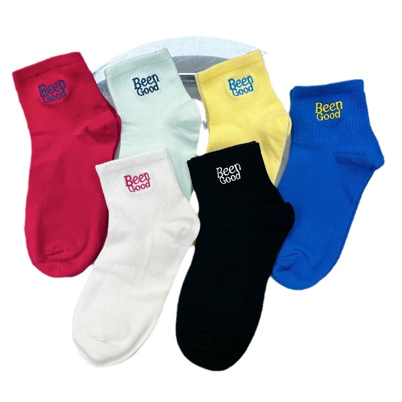 2024 spring and summer European women's socks sweet dopamine color…