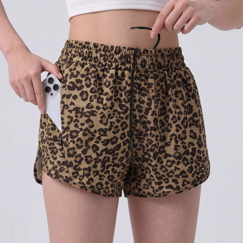 Cross-Border Quick-Dry Sports Shorts for Women, Anti-Exposure Running Fitness Drawstring Yoga Shorts, Camouflage Leopard Print Shorts for Women, Suitable for Outdoor Wear Cross-Border Quick-Dry Sports Shorts for Women, Anti-Exposure Running Fitness Drawstring Yoga Shorts, Camouflage Leopard Print Shorts for Women, Suitable for Outdoor Wear
