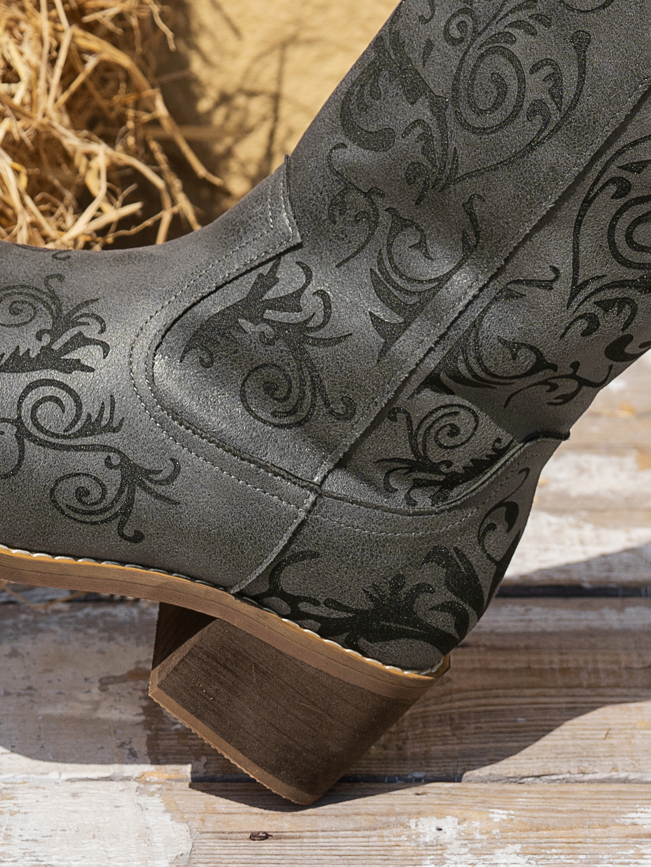Damen Western Stiefel Mit Blockabsatz Spitz Zulaufende Stiefel_voghion.com