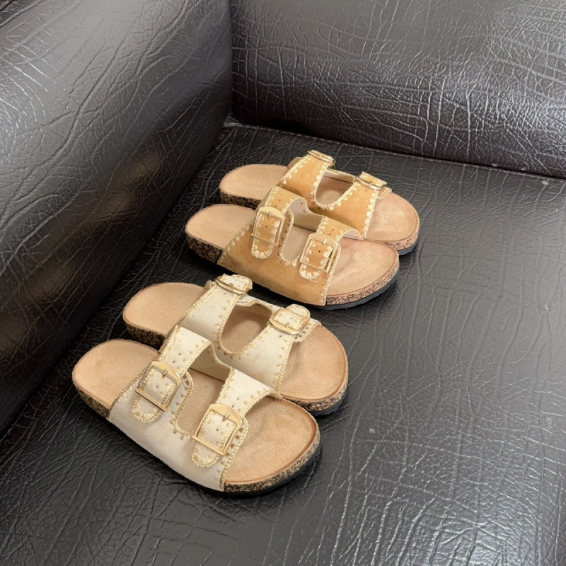 Korean Style Casual One-Line Embroidered Birkenstock Slippers Indoor and Outdoor 2025 New Beach Slip-On Niche 02