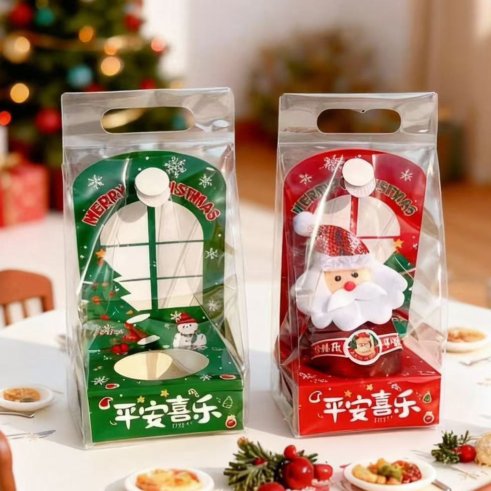 Embalaje a mano bolsas de regalo de manzana de Navidad, bolsas de manzana de paz, Santa Claus, alce, caja de regalo de manzana