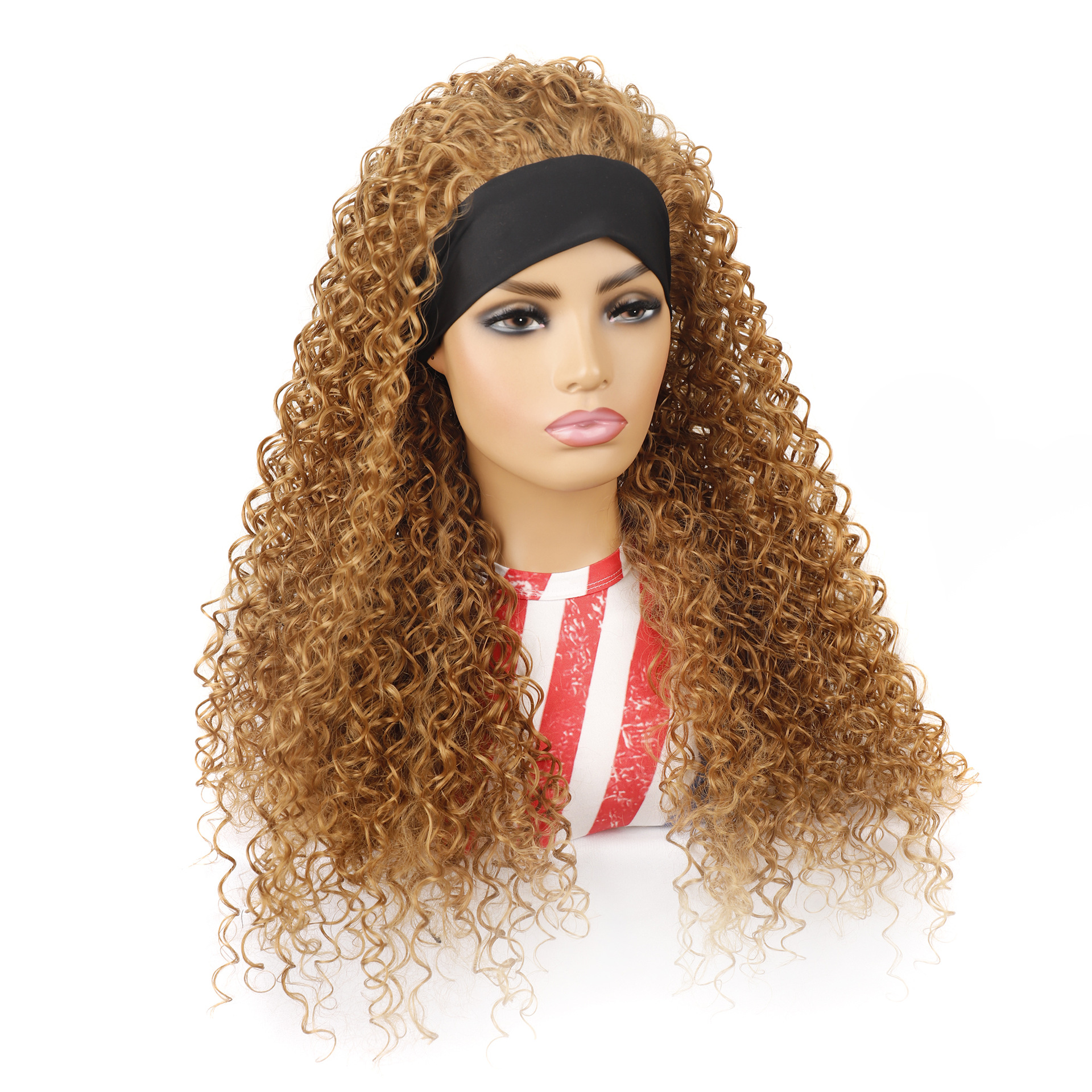 Synthetic wig Ice silk deep curly hair headband wig_voghion.com