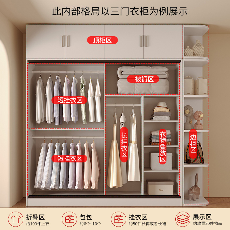 衣柜家用卧室推拉门实木出租房用经济型新款2025爆款小户型大衣橱|undefined