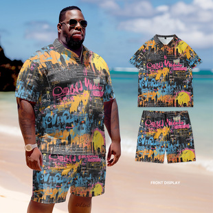 Spring and summer Europe and the United States POLO suit short sleeve men's 3D digital printing plus size daily cross-border foreign trade high street leisure