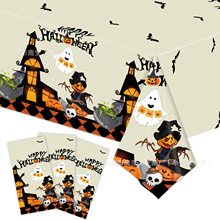 Happy Halloween幽灵南瓜派对桌布蝙蝠鬼屋主题派对一次性pe桌布