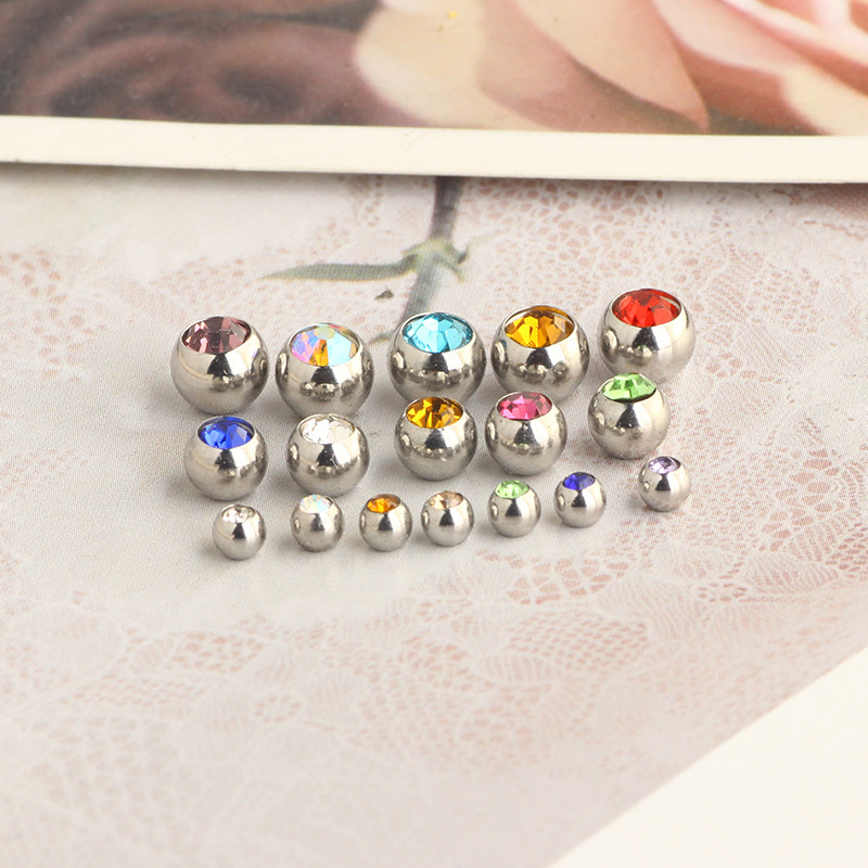 Wholesale 1.2mm Threaded Stainless Steel Ball Piercing Replacement Part for 1.6mm Horseshoe Ring Lip Nail detail image 10