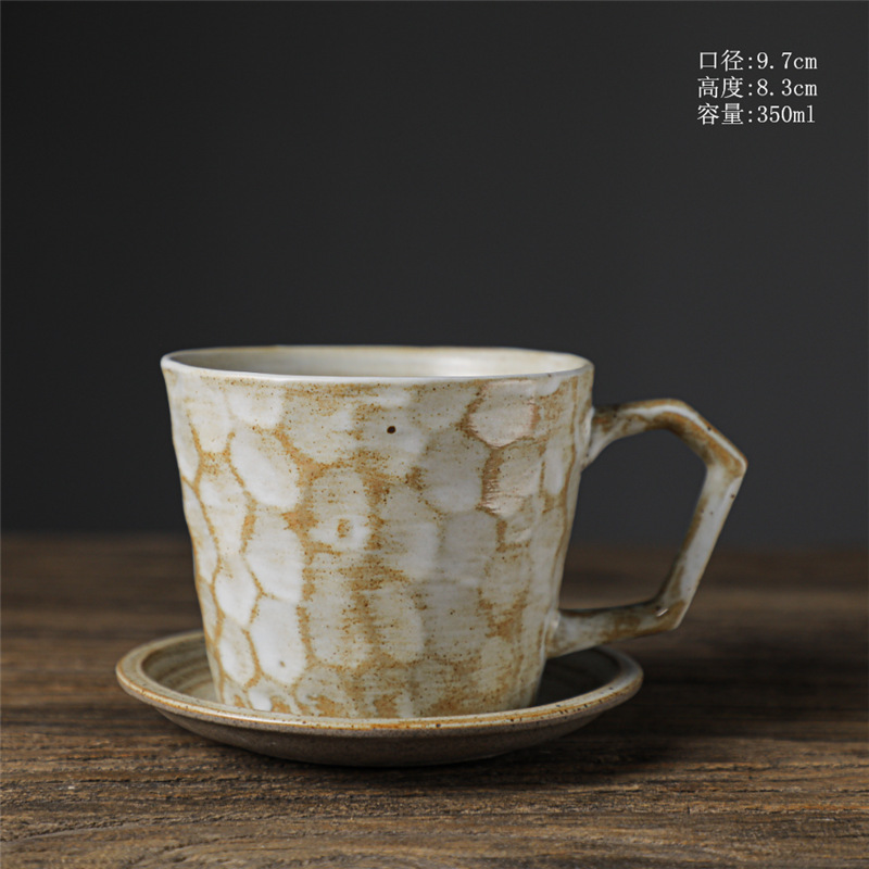 Estilo japonés vintage de cerámica taza de café y platillo traje creativo regalo taza de té de la tarde taza de café de gres