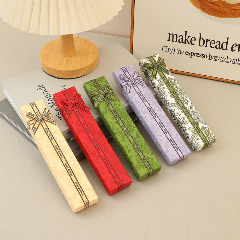 Gucci Color Long Jewelry Box Pattern Bow Necklace Jewelry Box Printed Gift Heaven and Earth Cover Box Watch Gift Box