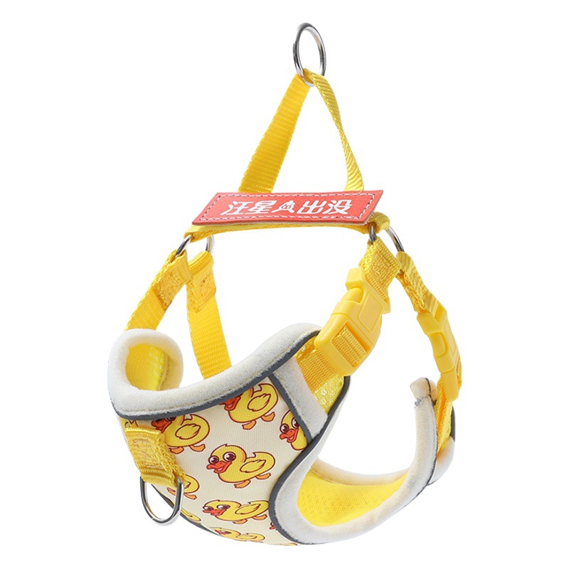 Transfronterizo nuevo pequeño pato amarillo gato Correa perro lindo pecho Correa mascota caminando gato caminando perro cuerda
