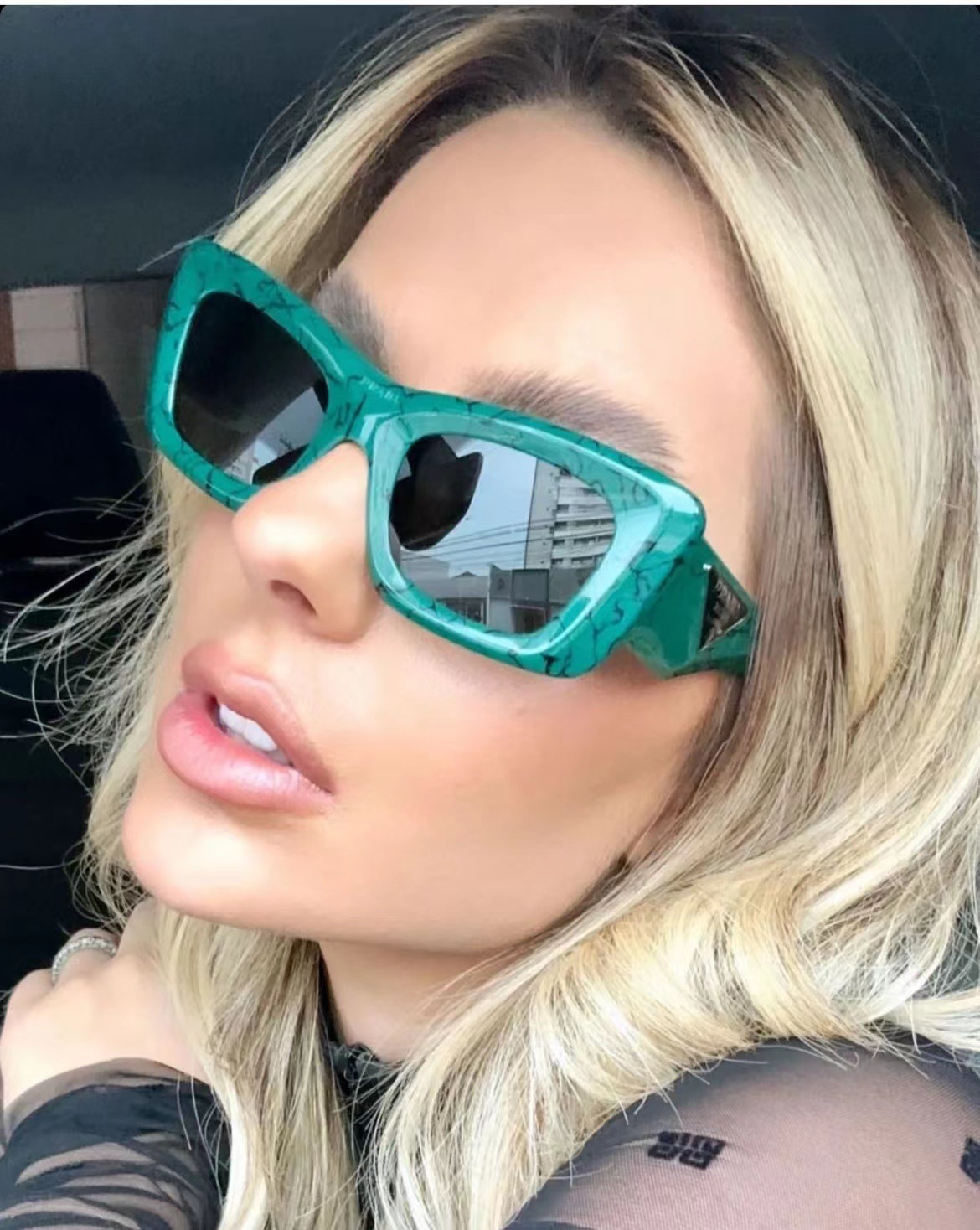 New European and American fashion catwalk small frame cat eye sunglasses for women, trendy sunglasses for men, cross border 9137 UV protection_voghion.com