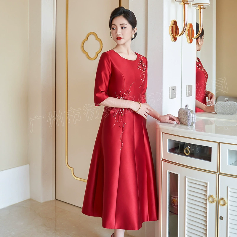 Autumn evening dress for mother, skirt, red wedding dress