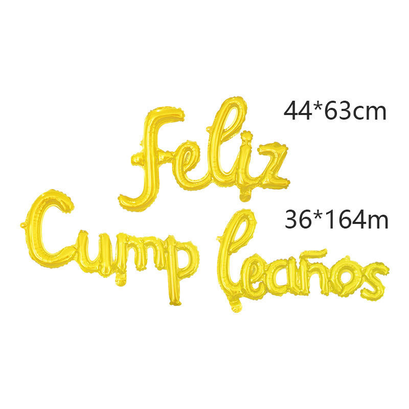 Juego de globos de feliz cumpleaños en español siamés Globos de película de aluminio Globos de decoración de fiesta de cumpleaños en minúsculas en español