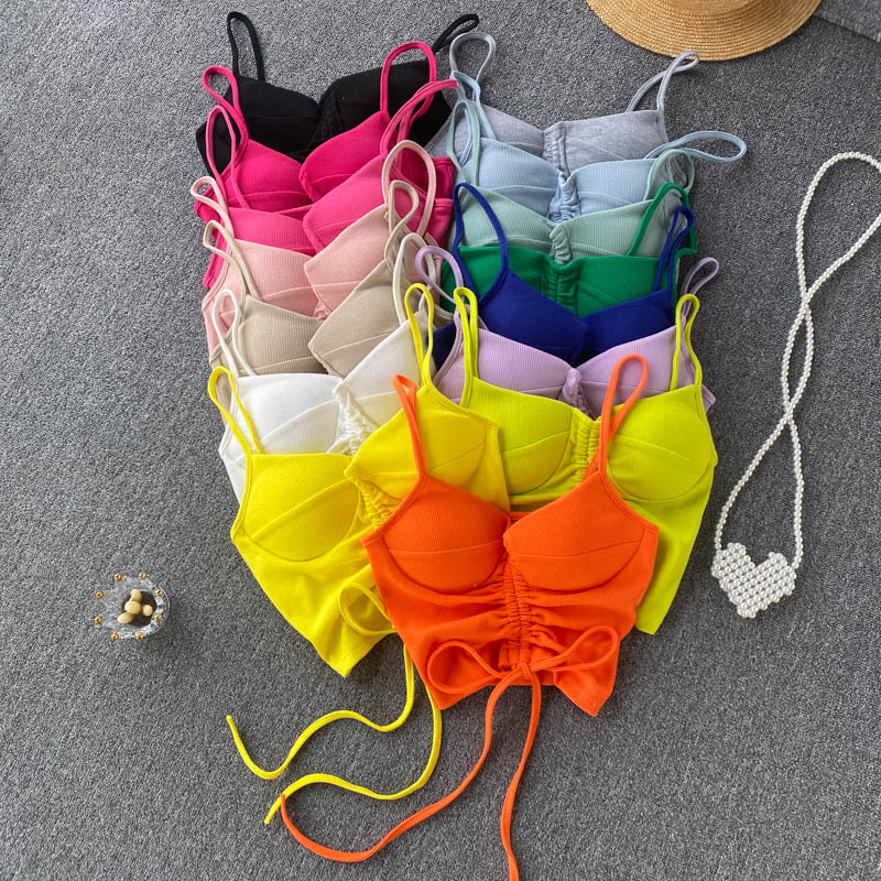77g Weight Cotton, Rib Fabrics Fabric Type Short Top Length Vest Tops Type Holiday, Daily, Selfie Occasion Strap Neckline Slim Fit Type Solid Color Pattern Summer Season Women's Gender Casual, Elegant, Streetwear Style Wholesale Women's Casual Elegant Streetwear Solid Color Tank Tops 1