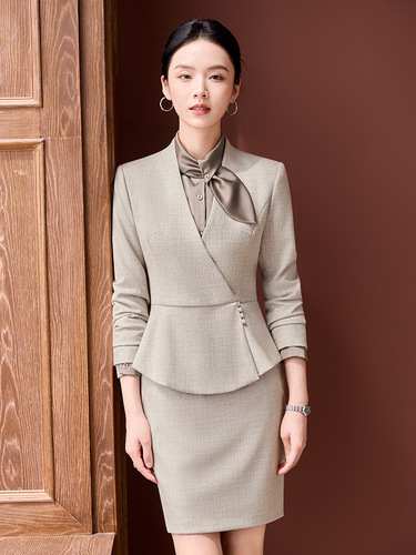 Professional temperament goddess Fan Long-sleeved beauty salon front desk fashion hotel manager sales department jewelry store work clothes 1511