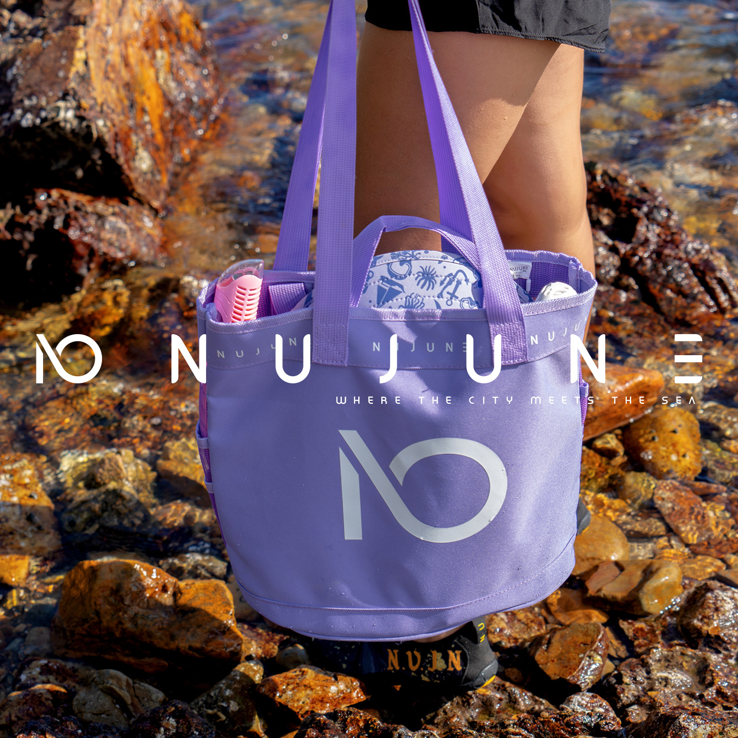 Nujune New Swimming Sand Leakage Bag Seaside Surfing Diving Cosmetics Bag Large Capacity Mesh Sand Leakage Toiletry Bag Drain