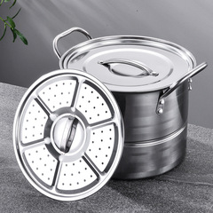 Cross-border product stainless steel steamer set large capacity soup pot with high straight type soup bucket pot universal gas and induction cooker