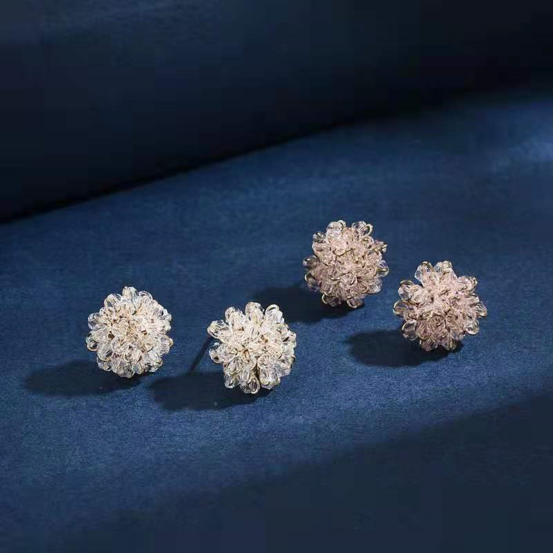 20g Weight 1 Pair Sweet Flower Artificial Crystal Alloy Women's Ear Studs