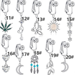 Amazon new style zirconia stud earrings with faux navel piercing, navel ring, and ear clips for cross-border e-commerce