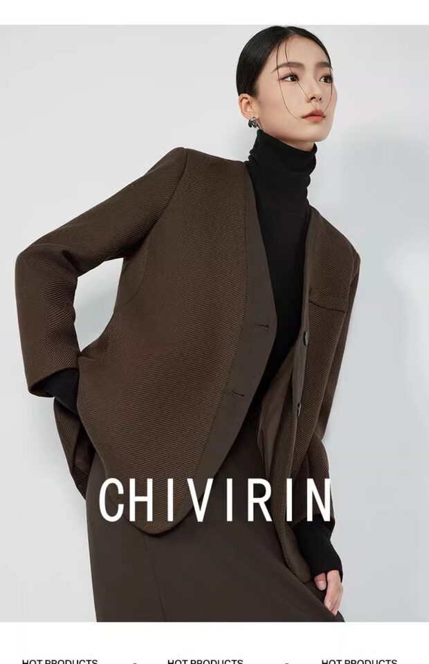Áo vest nữ cổ V tay dài dáng suông một hàng nút phong cách thanh lịch — Váy Midi Breeveca, Váy màu xanh hải quân, Váy màu xám khói, Váy màu đỏ tía chi tiết 25