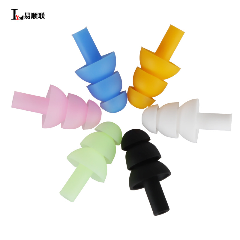 Tapones para los oídos de natación anti-agua de tres capas de silicona tapones para los oídos anti-ruido niños estudiante profesional equipo de natación en stock