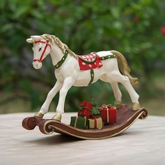 クリスマス装飾プレゼント樹脂ロッキングトロイの木馬家庭客間本棚の部屋に飾りを飾って友達にプレゼントする