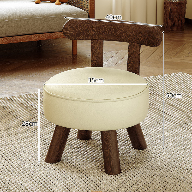 Taburete de madera maciza respaldo silla pequeña taburete de sala de estar simple taburete bajo taburete redondo taburete de zapatos