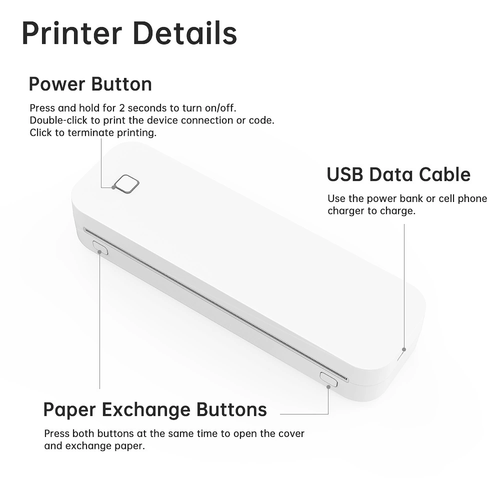 A4 термопринтер D210 — Bluetooth беспроводной, без чернил печать формата A4, кастомизация OEM