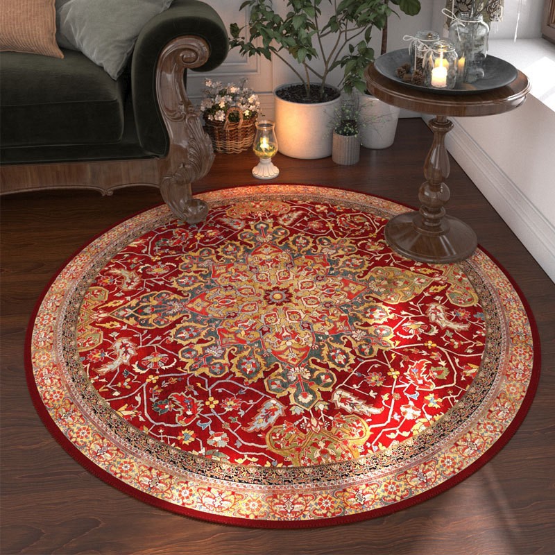 Alfombras transfronterizas de sala de estar imitación de cachemira mesa de té estilo bosmía dormitorio retro lavable alfombras redondas