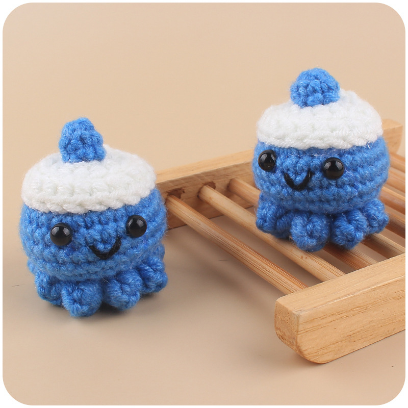 Nuevo Super lindo animal pulpo mordedor hecho a mano de ganchillo lana chupete cadena juguete Accesorios