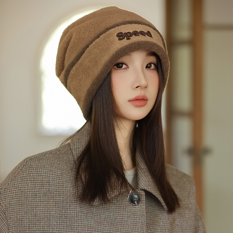 Cappello turbante versatile in stile coreano da pescatore, per esterni, autunno inverno, per donna, con ampia circonferenza della testa, che snellisce il viso._voghion.com