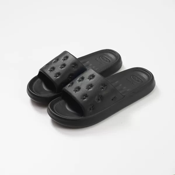 Plain men's black slippers