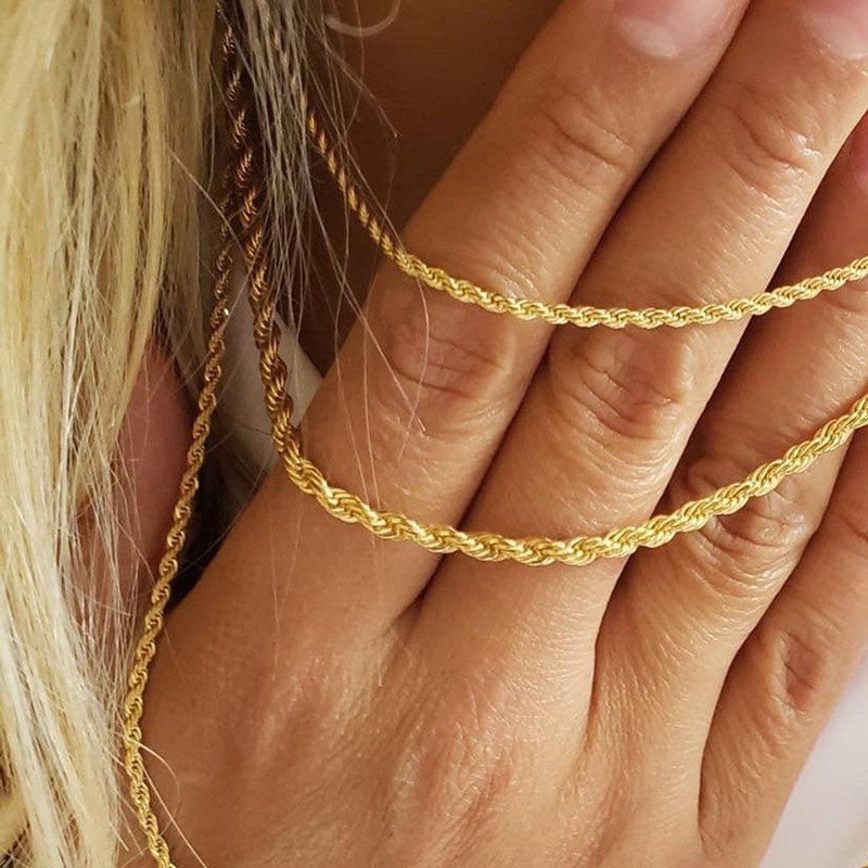 Solid Color Pattern 925 Sterling Silver Rope Chain Plating Solid Color Necklace