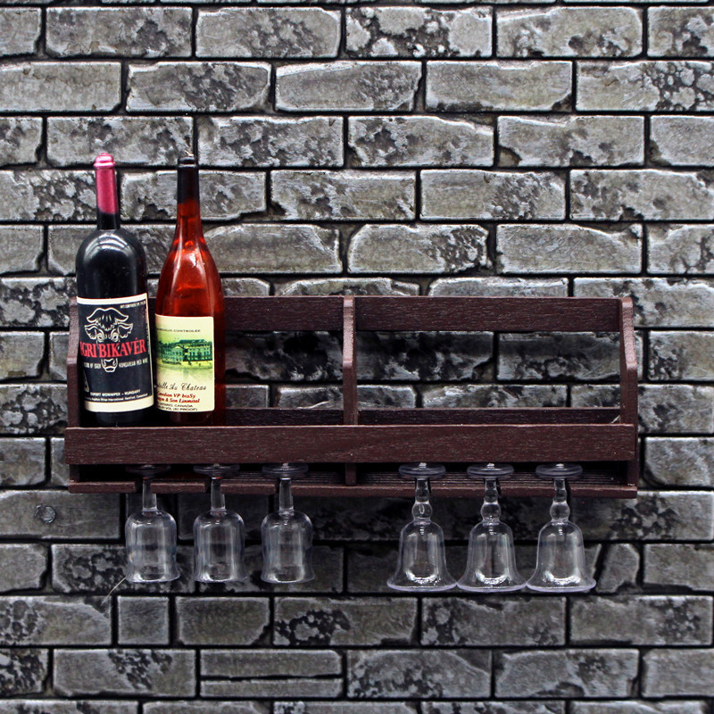 Dollhouse doll house wall-mounted wine rack cup rack hanging wine cabinet display rack miniature food play beverage props Dollhouse doll house wall-mounted wine rack cup rack hanging wine cabinet display rack miniature food play beverage props