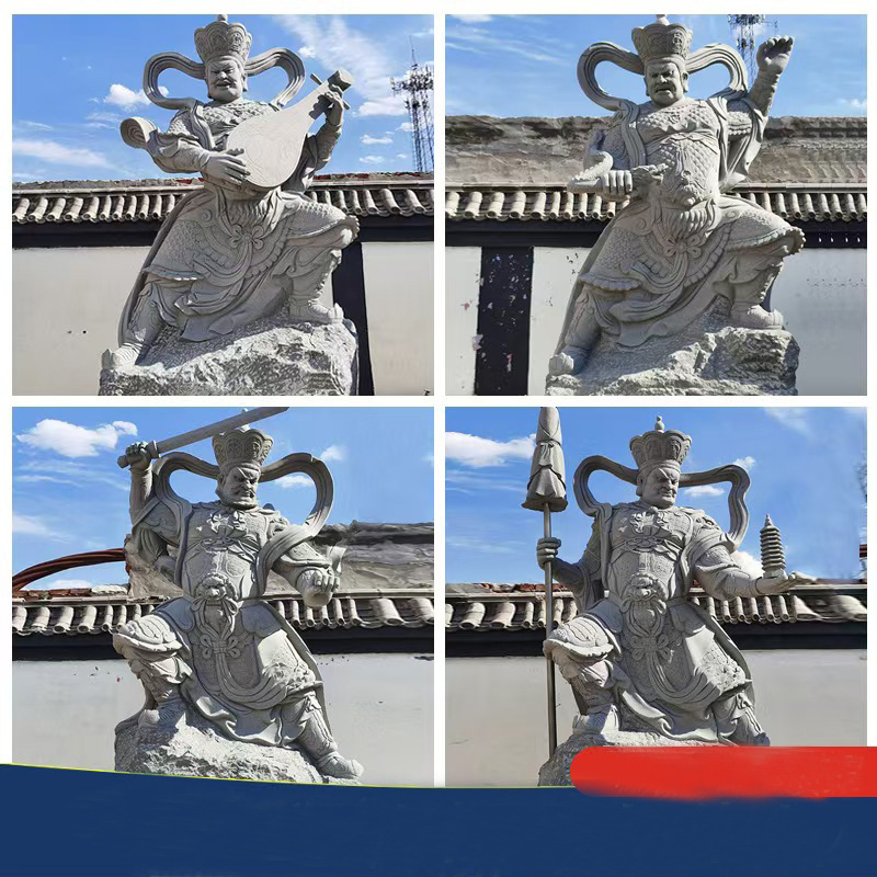 厂家现货 3米石雕四大天王 花岗岩神像四大金刚佛像雕塑摆件