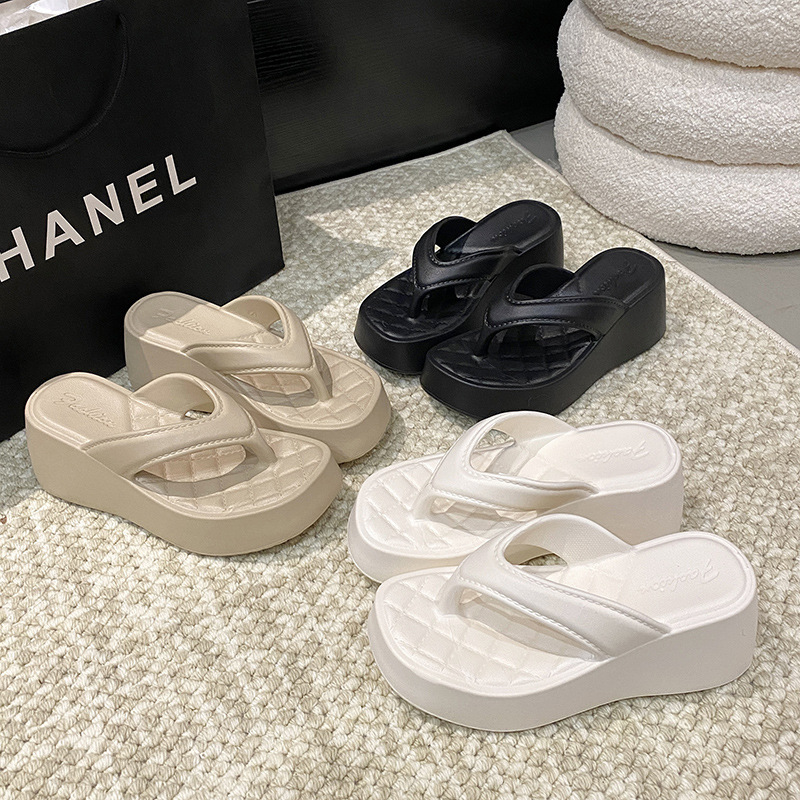 New Style Flip-Flops for Women, Summer Outdoor Wear, Eva Thick-Soled Versatile Thong Sandals, Women's Wedge Heel Height-Increasing Beach Shoes