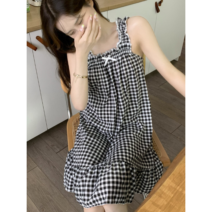 2024 verano pijama de manga corta de cabina de flores dulces espuma tejida tela arrugada pijama vestido de ropa de casa