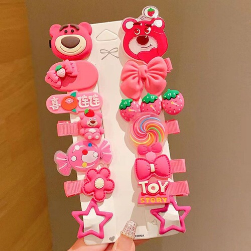 Strawberry Bear children's internet celebrity hairpin girl baby broken hair hairpin cute bangs bb clip does not hurt hair cartoon hair accessories