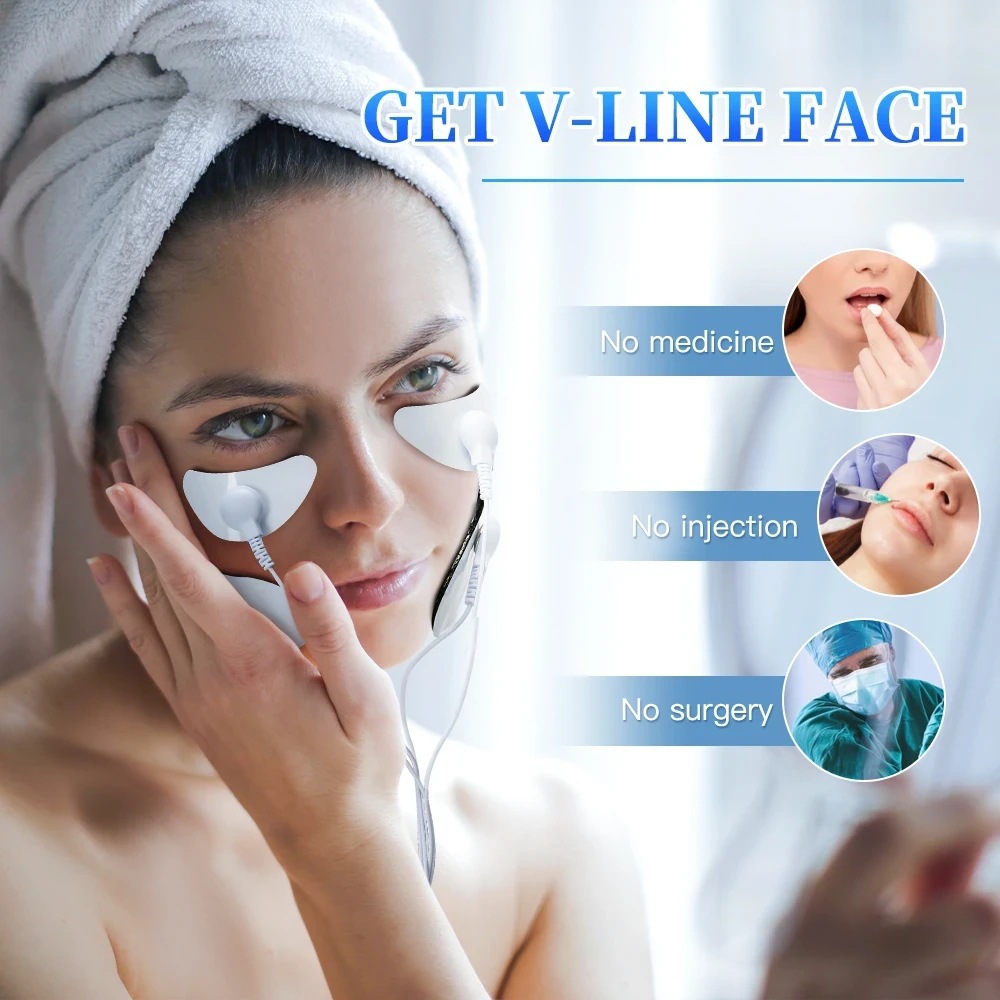 Cross-border EMS facial massager micro-current low-frequency beauty instrument V-face crescent firming facial muscle stimulator