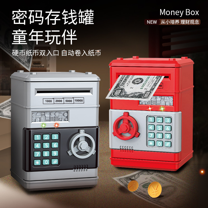 Automatic safe piggy bank with coins