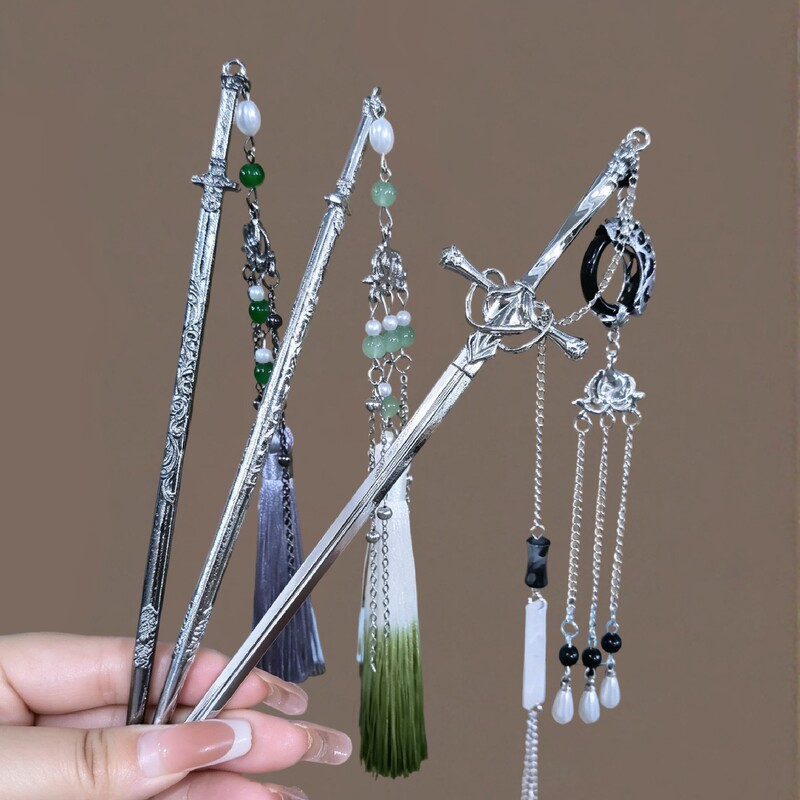 Ancient-Style Sword Tassel Hairpin, New Chinese-Style Qipao Accessories, Hanfu Hairpin, Wholesale New Chinese-Style Hanfu Tassel Ancient-Style Sword Tassel Hairpin, New Chinese-Style Qipao Accessories, Hanfu Hairpin, Wholesale New Chinese-Style Hanfu Tassel