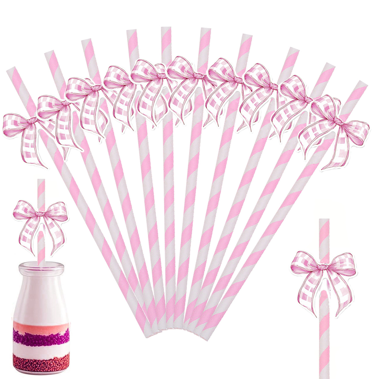 Trazo creativo transfronterizo pajita de papel decoración de fiesta mesa de postres vestido de cumpleaños botella de pudín complemento de pastel