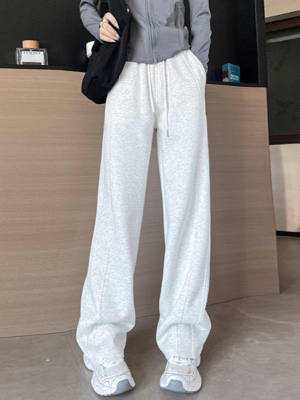 休闲运动裤女秋冬季新款宽松百搭加绒直筒卫裤显瘦窄版香蕉长裤子|undefined