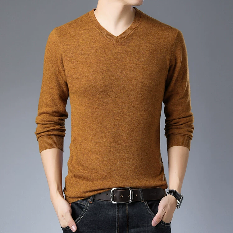 Новый осенне-зимний мужской свитер с V-образным вырезом, повседневный свободный однотонный мужской свитер с длинным рукавом больших размеров, поколение волос