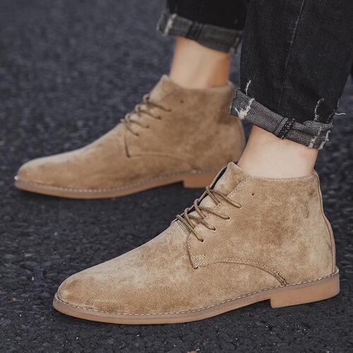 Autumn and winter men's boots, England leather boots, Korean casual boots, high-top Martin boots, suede pointed large size shoes