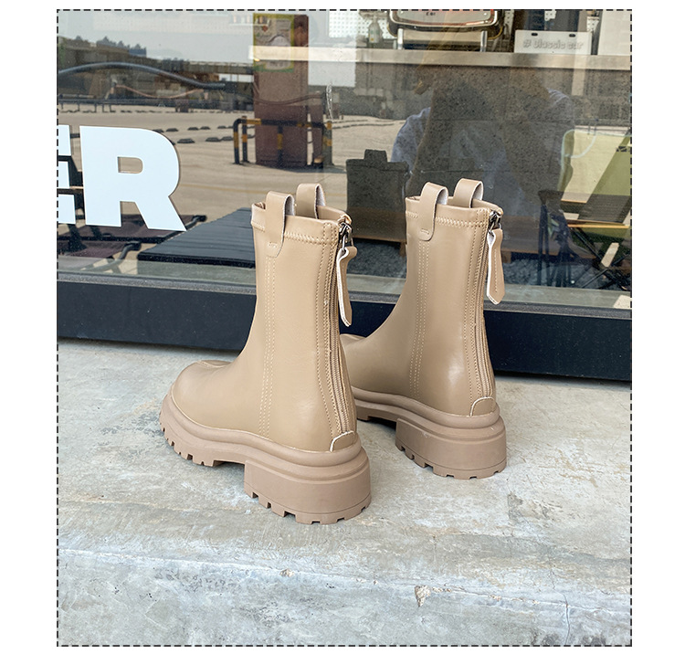Damen Stiefeletten Aus Echtleder Mit Dicker Plateau Sohle_voghion.com