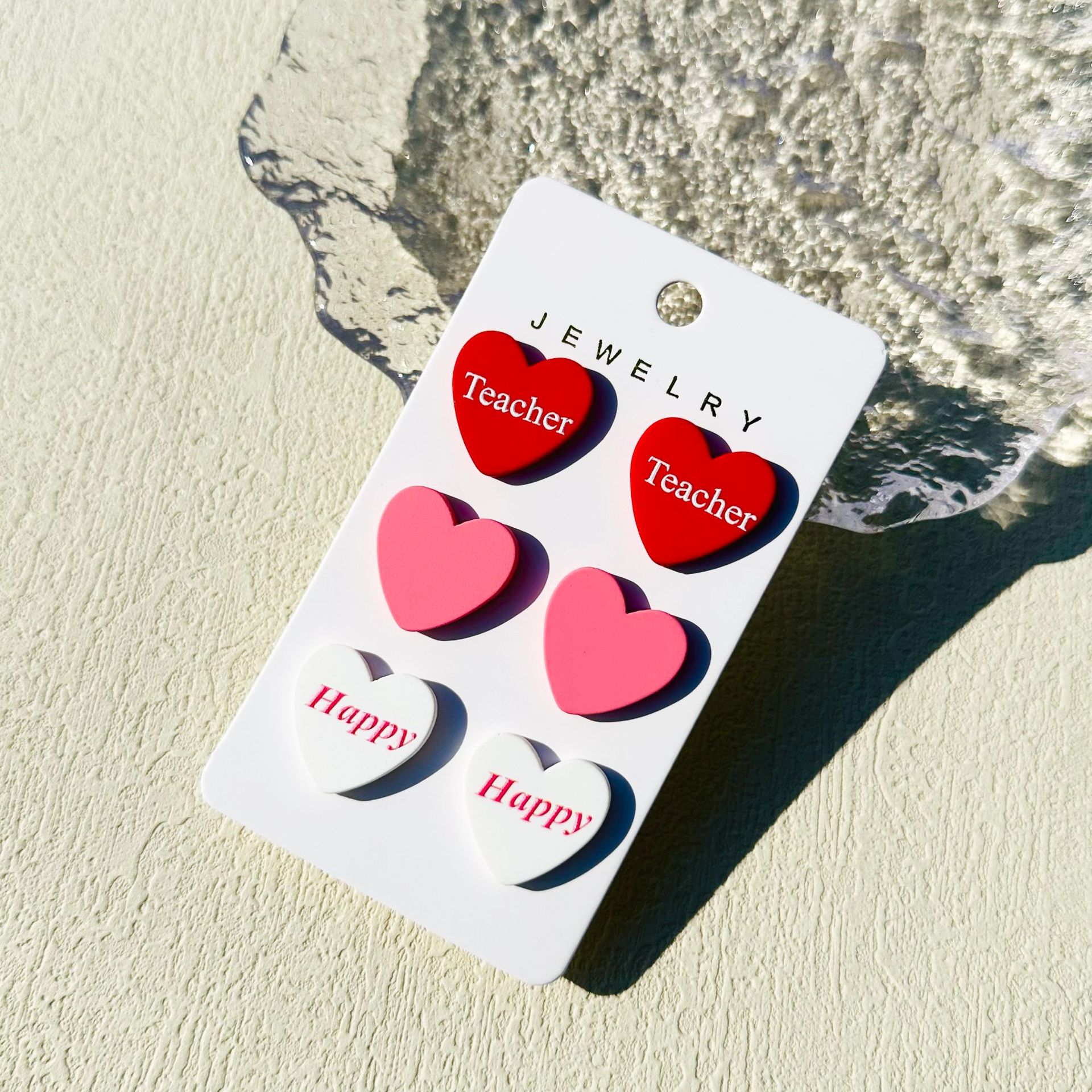 Simple Style Heart Shape Arylic Women's Ear Studs display picture 3