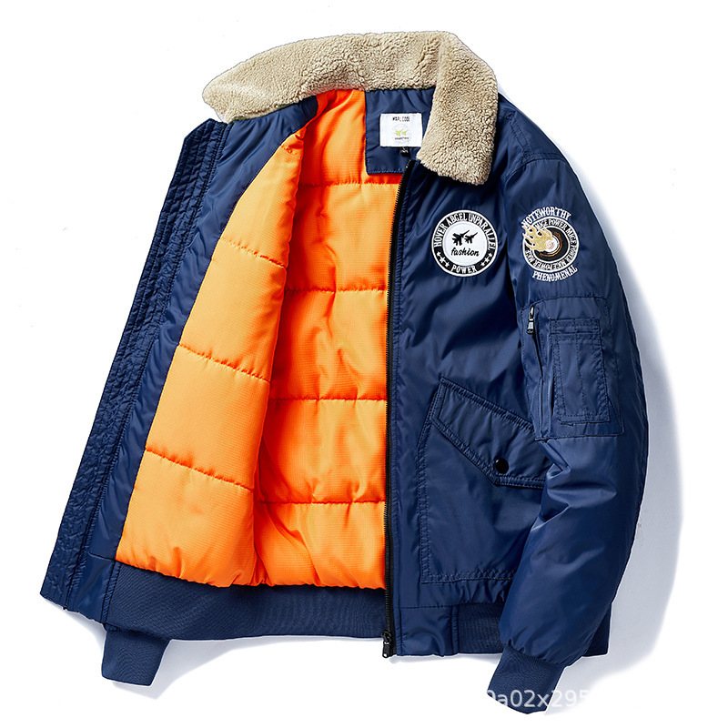 Men's Clothing pilot jacket workwear flight suit embroidered jacket plus cotton lapel top_voghion.com
