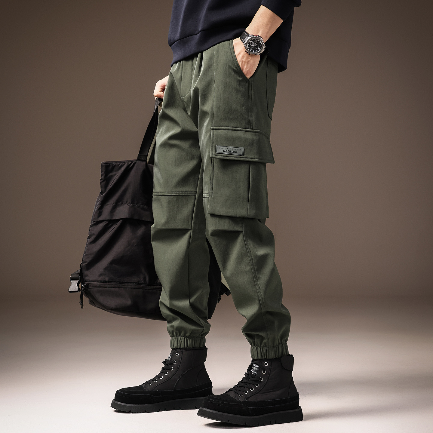 High-End American Outdoor Three-Proof Water-Repellent Cargo Pants for Men, New Autumn Loose Multi-Pocket Jogger Casual Pants